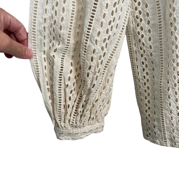 Madewell Eyelet Mockneck Ruffle Top Women's Small Cream - Picture 6 of 12